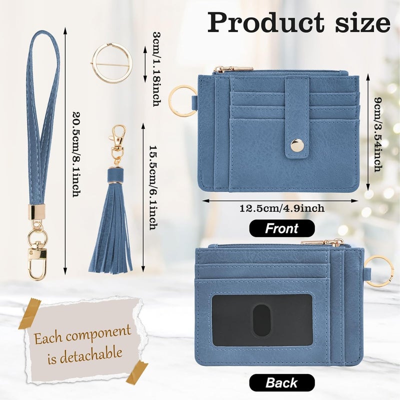 KNGITRYI Small Wristlet Wallets for Women RFID Credit Card Holder Wallet Keychain Wristlet Wallet Credit Card Wallets for Women (sky blue) - Image 3